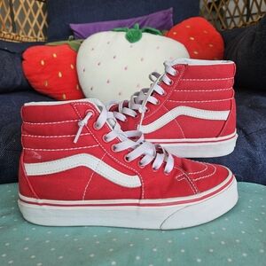 Red and white hightop vans